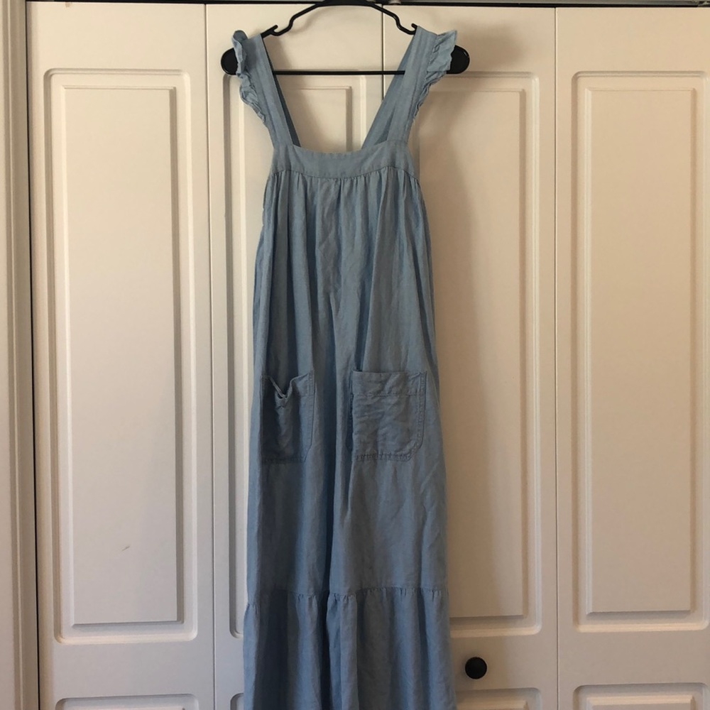 Madewell Linen Flutter Sleeve Dress Size S